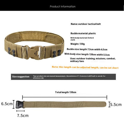 SN-032 100-135cm Oxford Cloth Webbing Belt Magic Tape Tactical Training Work Belt with Plastic Buckle