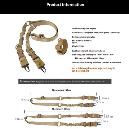 038-1 134-194cm Adjustable Outdoor Gun Sling Two Points Rifle Sling CS Tactical Strap
