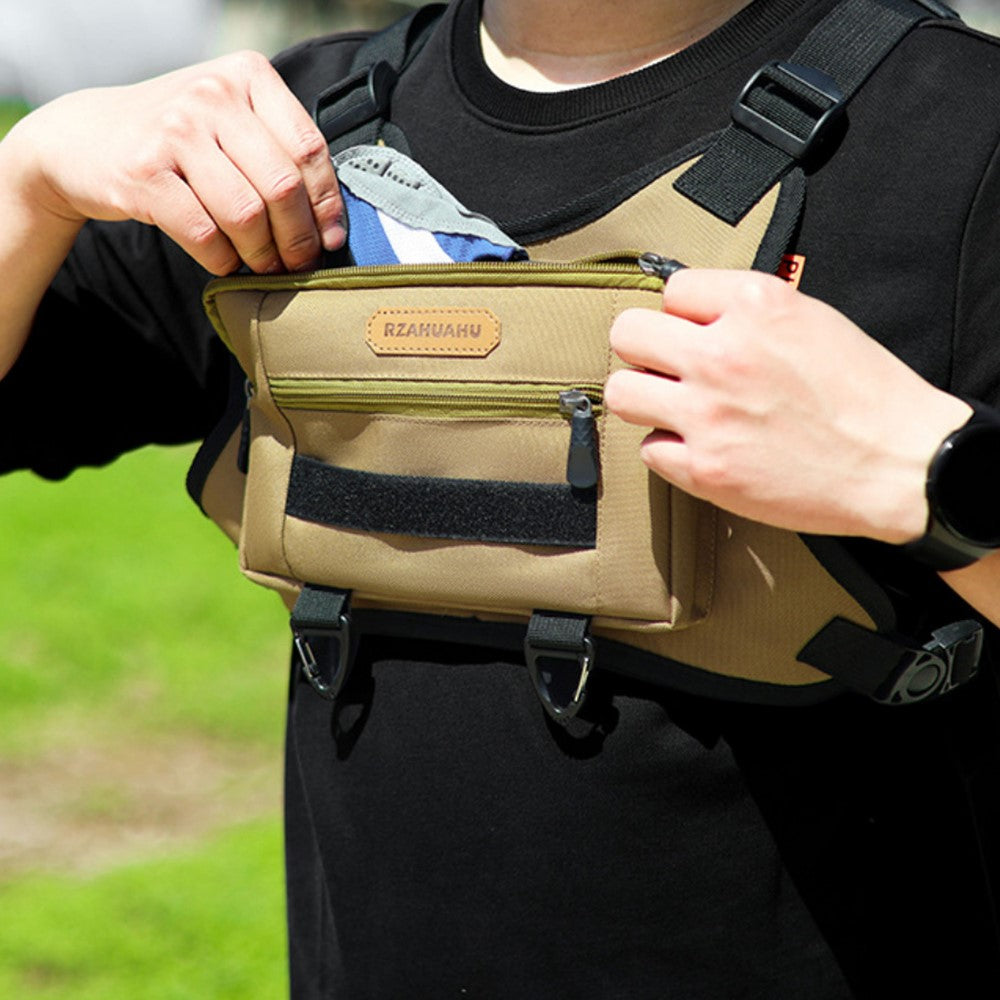 RZAHUAHU Waterproof Outdoor Bicycle Cycling Running Chest Bag 600D Oxford Cloth Tactical Vest Bag