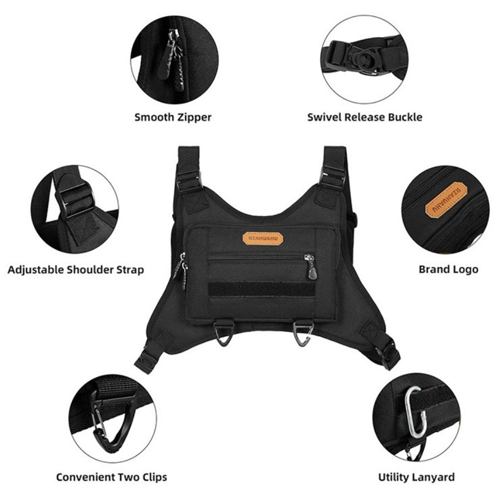 RZAHUAHU Waterproof Outdoor Bicycle Cycling Running Chest Bag 600D Oxford Cloth Tactical Vest Bag