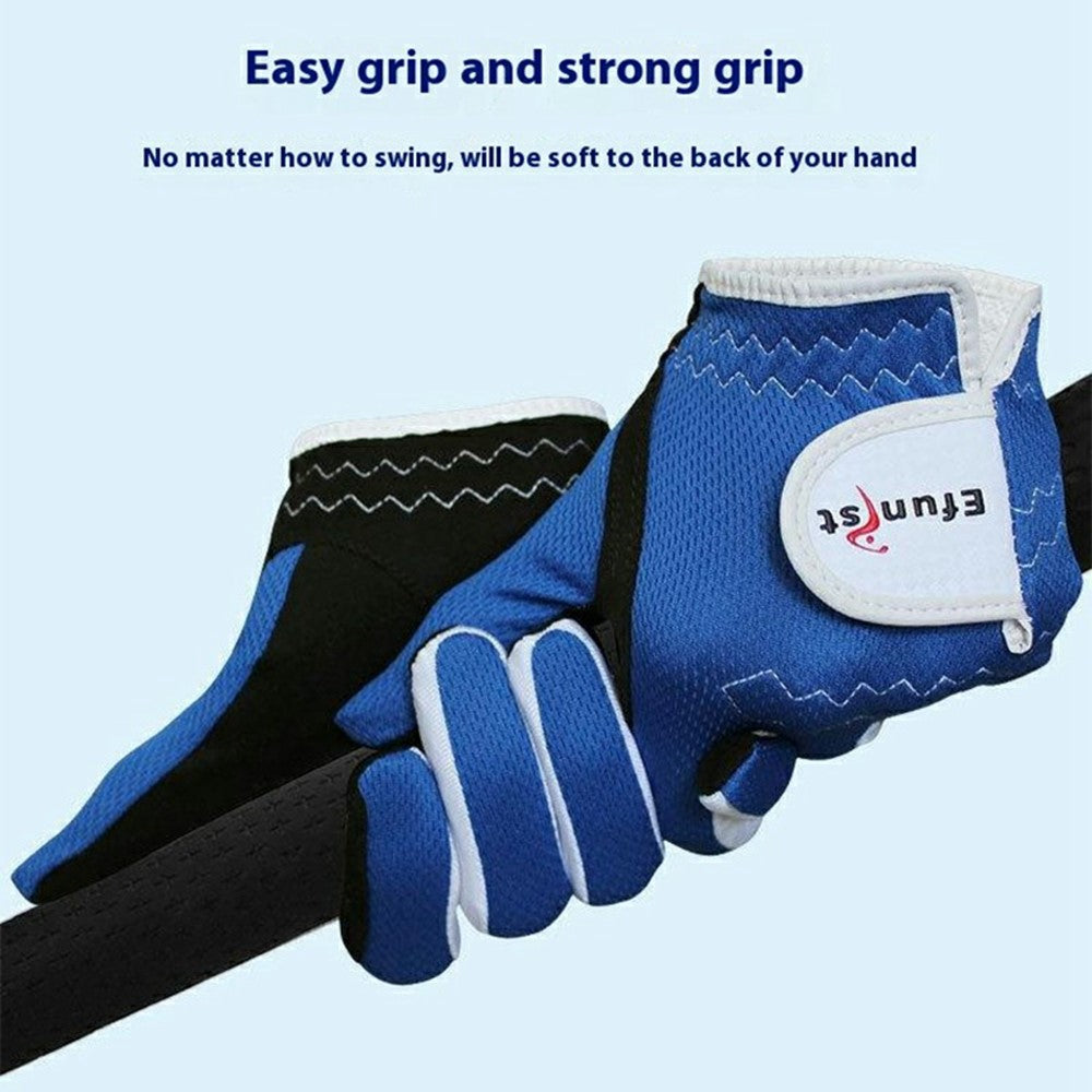 EFUNIST 1 Pair Children Golf Gloves Anti Slip Microfiber Palm Breathable Mesh Gloves for Kids