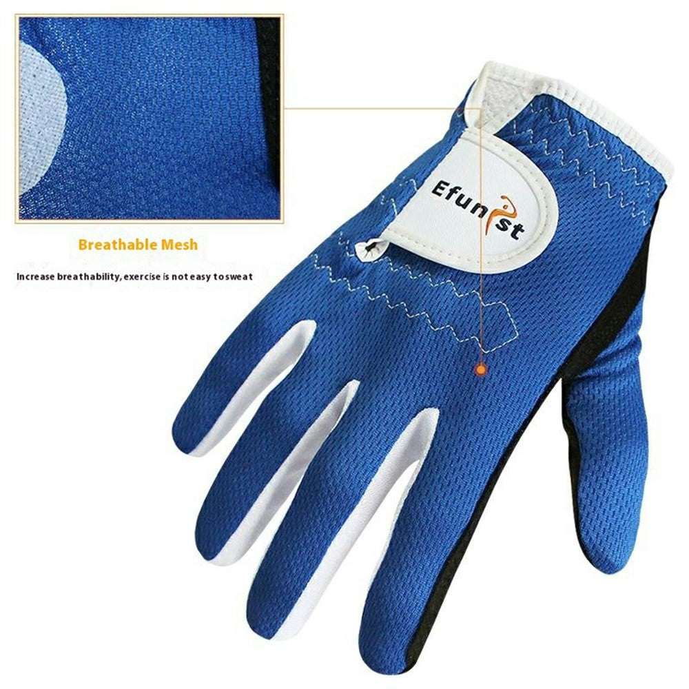 EFUNIST 1 Pair Children Golf Gloves Anti Slip Microfiber Palm Breathable Mesh Gloves for Kids