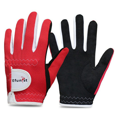 EFUNIST 1 Pair Children Golf Gloves Anti Slip Microfiber Palm Breathable Mesh Gloves for Kids