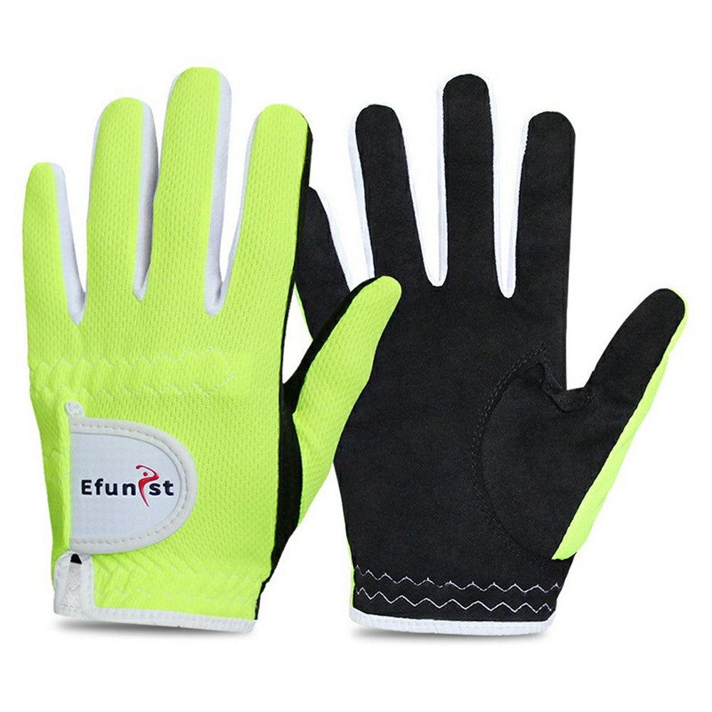 EFUNIST 1 Pair Children Golf Gloves Anti Slip Microfiber Palm Breathable Mesh Gloves for Kids