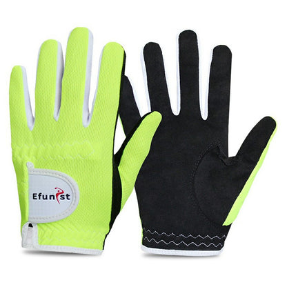 EFUNIST 1 Pair Children Golf Gloves Anti Slip Microfiber Palm Breathable Mesh Gloves for Kids