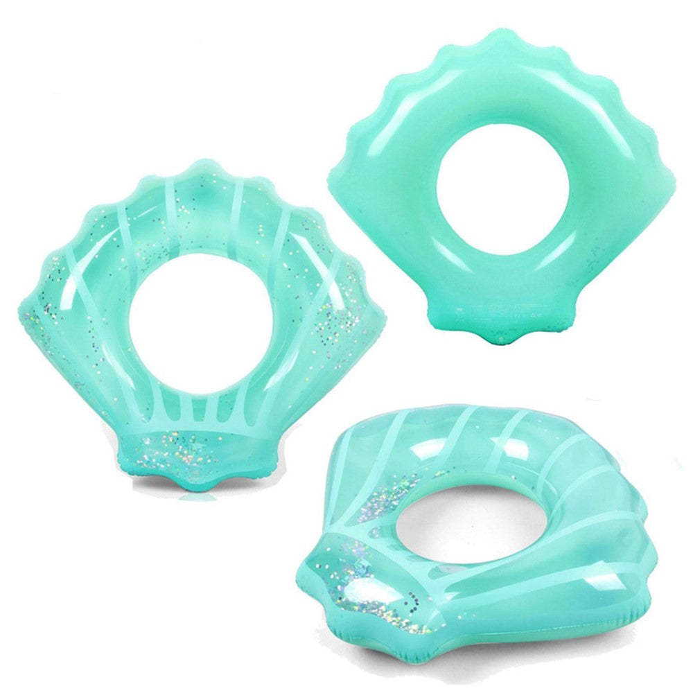 80*90cm Sequins Shell Shape Inflatable Swimming Ring Summer Pool Toy