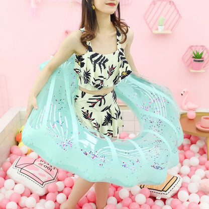 70*80cm Scallop Shell Inflatable Swim Ring Glitter Sequins Summer Swim Tube Inflatable Pool Toy