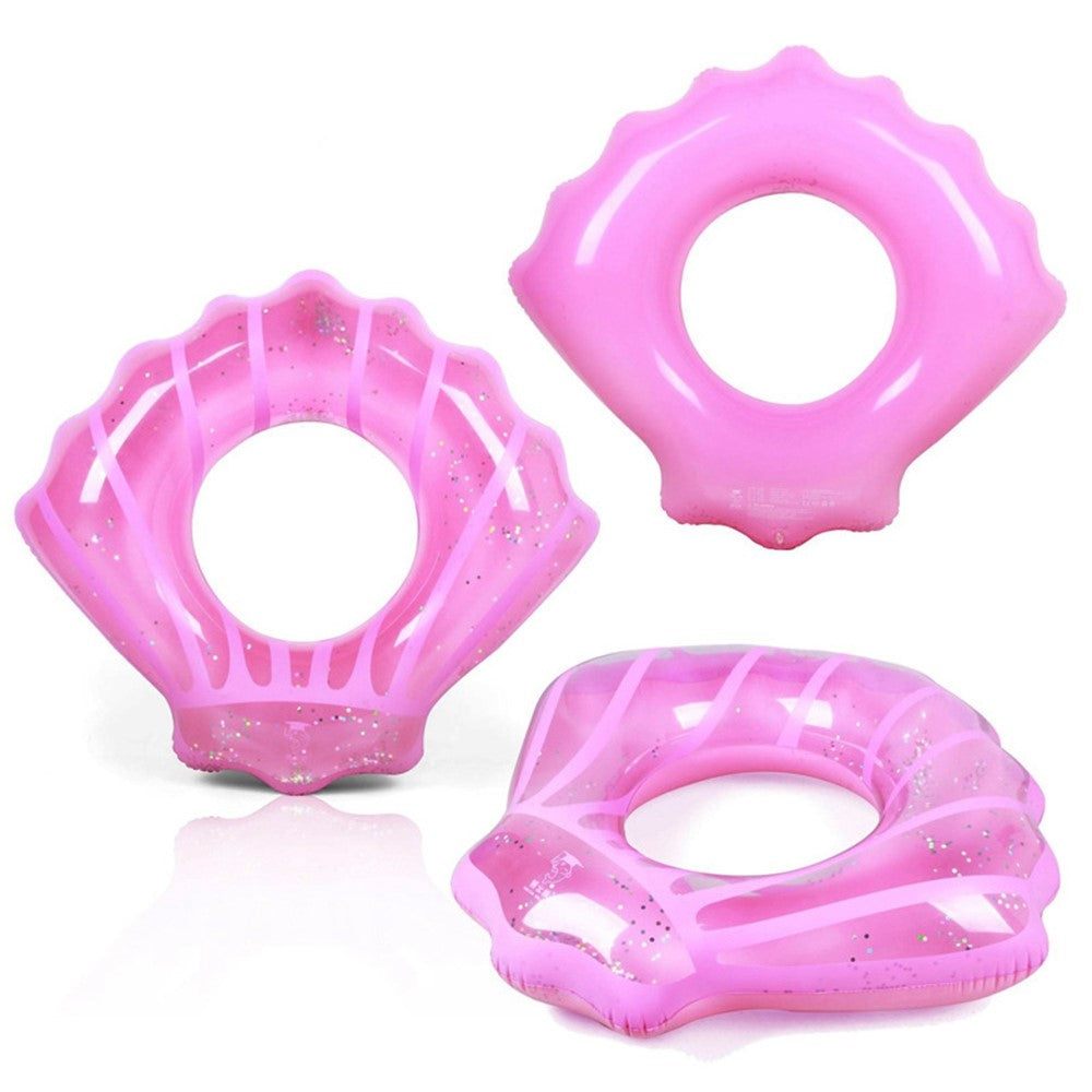 70*80cm Scallop Shell Inflatable Swim Ring Glitter Sequins Summer Swim Tube Inflatable Pool Toy