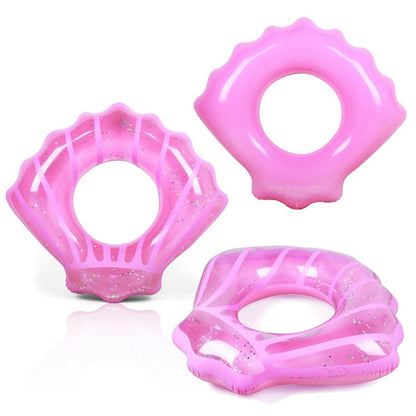 70*80cm Scallop Shell Inflatable Swim Ring Glitter Sequins Summer Swim Tube Inflatable Pool Toy