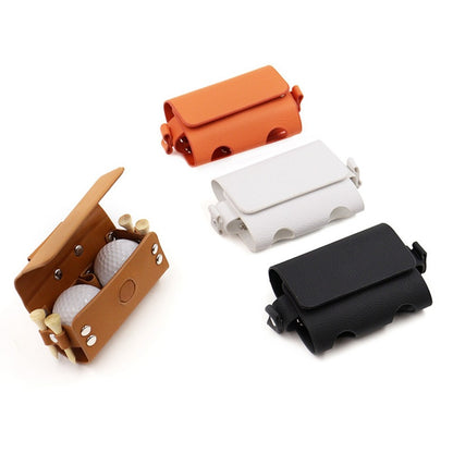 JU328 Magnet Closure Outdoor Golf Mini Waist Pouch 2 Balls Holder Portable PU Leather Bag