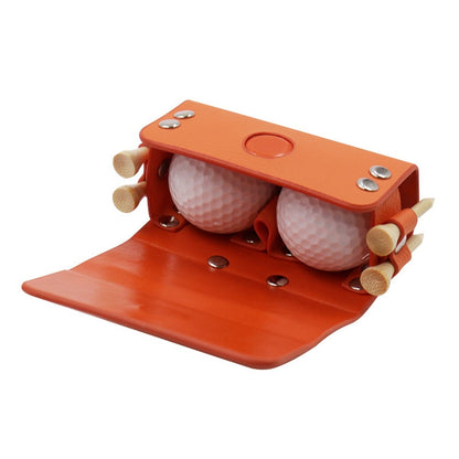 JU328 Magnet Closure Outdoor Golf Mini Waist Pouch 2 Balls Holder Portable PU Leather Bag