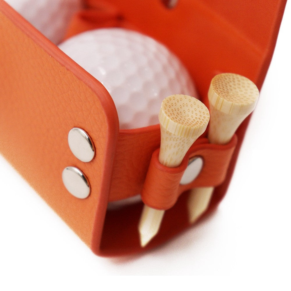 JU328 Magnet Closure Outdoor Golf Mini Waist Pouch 2 Balls Holder Portable PU Leather Bag