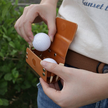 JU328 Magnet Closure Outdoor Golf Mini Waist Pouch 2 Balls Holder Portable PU Leather Bag