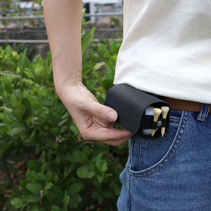 JU328 Magnet Closure Outdoor Golf Mini Waist Pouch 2 Balls Holder Portable PU Leather Bag