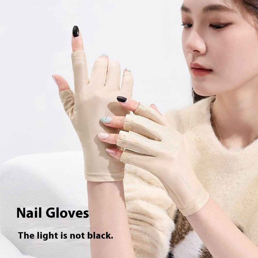 GOLOVEJOY MJ03 Ice Silk Gloves UV Protection Anti Slip Breathable Half-Finger Gloves For Women