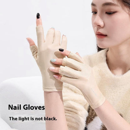 GOLOVEJOY MJ03 Ice Silk Gloves UV Protection Anti Slip Breathable Half-Finger Gloves For Women