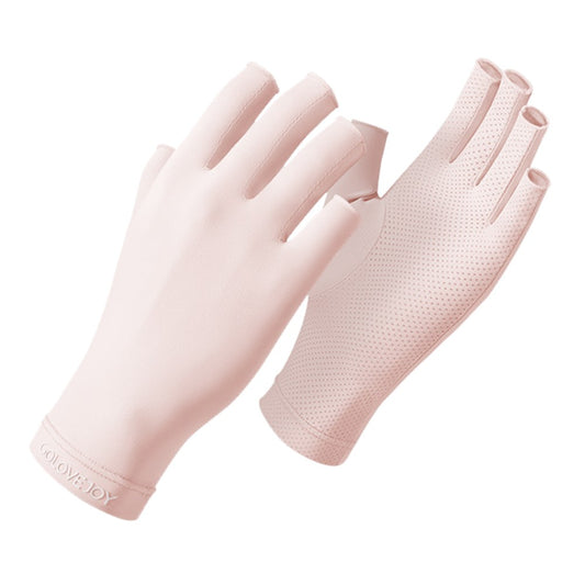 GOLOVEJOY MJ04 Anti UV Half Finger Nail Art Gloves Breathable Ice Silk Mittens for Outdoor Driving