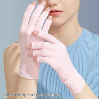 GOLOVEJOY MJ04 Anti UV Half Finger Nail Art Gloves Breathable Ice Silk Mittens for Outdoor Driving