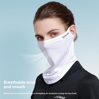 GOLOVEJOY XTJ85 Outdoor Golf Sun Protection Ice Silk Face Mask Neck Gaiter Cooling Breathable Ear Loop Face Cover