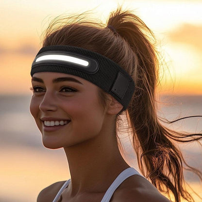 Z3-TD3 LED Headband Running Rechargeable Light Up Headwear Sweat Absorbing 3 Light Modes Hair Band