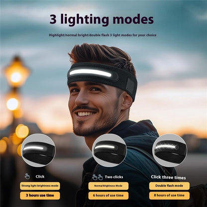 Z3-TD3 LED Headband Running Rechargeable Light Up Headwear Sweat Absorbing 3 Light Modes Hair Band