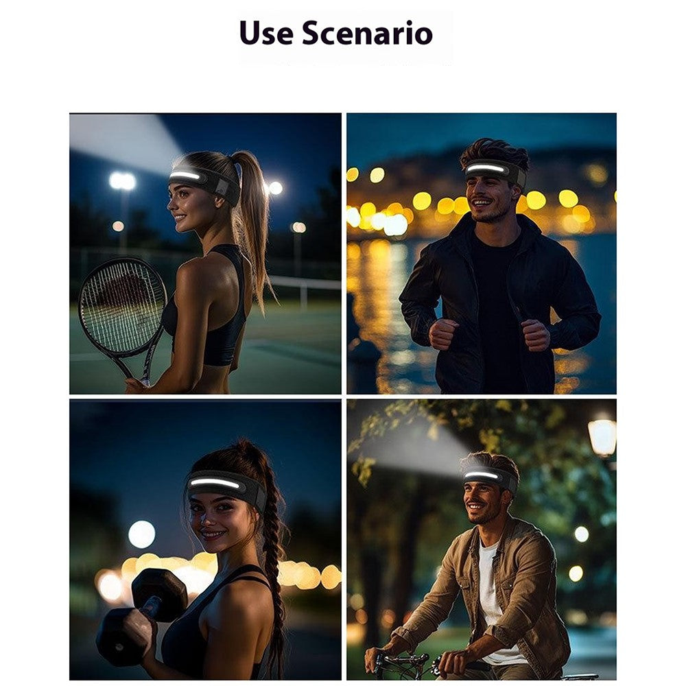 Z3-TD3 LED Headband Running Rechargeable Light Up Headwear Sweat Absorbing 3 Light Modes Hair Band