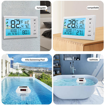 TS-PL01 Wireless Floating Pool Thermometer Solar Powered Digital Display Water Temperature Meter with RGB Light