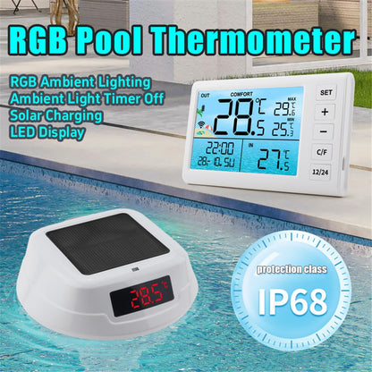 TS-PL01 Wireless Floating Pool Thermometer Solar Powered Digital Display Water Temperature Meter with RGB Light