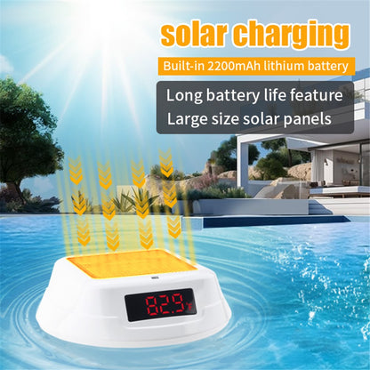 TS-PL03 Solar Powered Digital Display Floating Pool Thermometer with RGB Ambient Light for Swimming Pool
