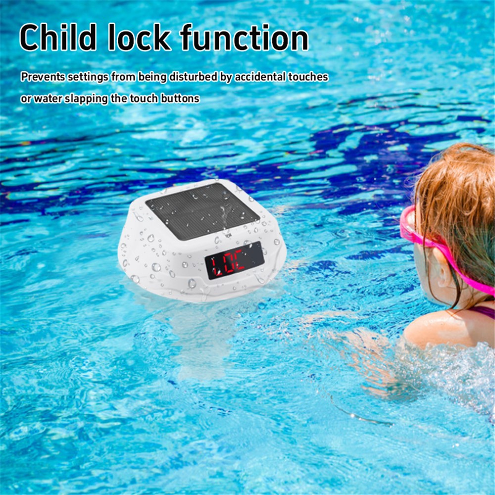 TS-PL03 Solar Powered Digital Display Floating Pool Thermometer with RGB Ambient Light for Swimming Pool