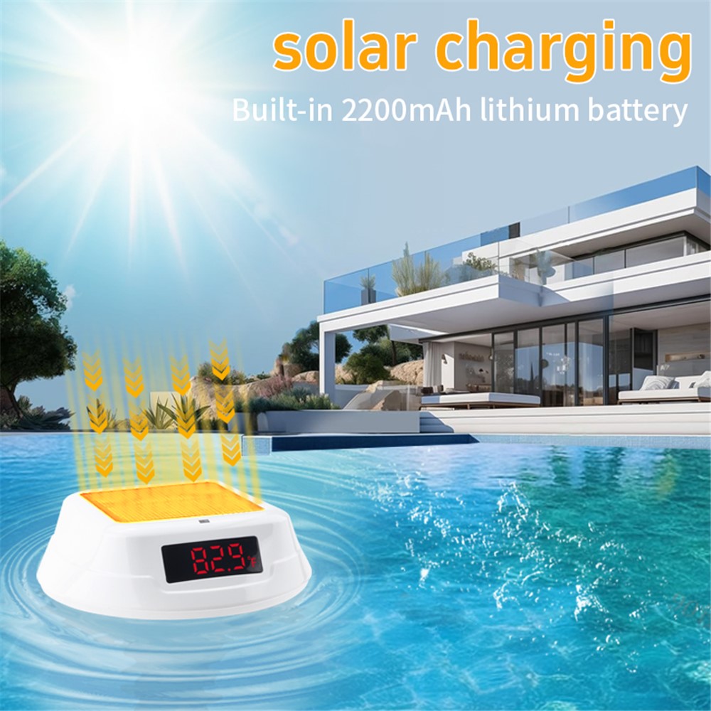 TS-PL03 Solar Powered Digital Display Floating Pool Thermometer with RGB Ambient Light for Swimming Pool