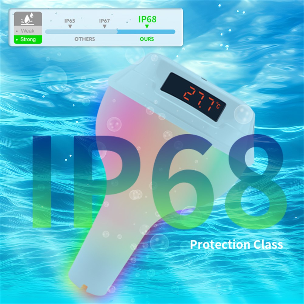 TS-PL03 Solar Powered Digital Display Floating Pool Thermometer with RGB Ambient Light for Swimming Pool