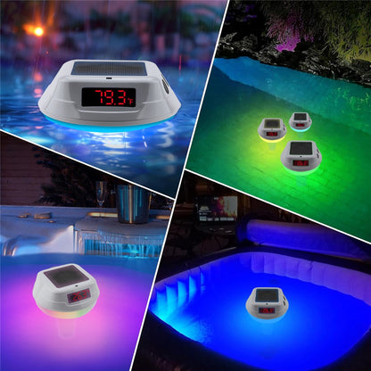 TS-PL04 RGB Solar Wireless Pool Thermometer Digital Display Floating Temperature Meter for Swimming Pool