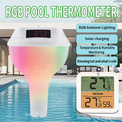 TS-PL04 RGB Solar Wireless Pool Thermometer Digital Display Floating Temperature Meter for Swimming Pool