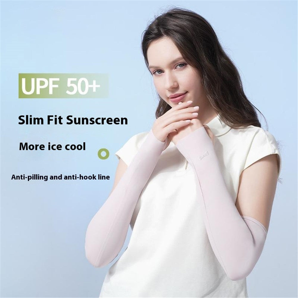 GOUNOD 1 Pair Summer Outdoor Cycling Ice Silk UV Protection Arm Sleeves Cooling Breathable Arm Guards