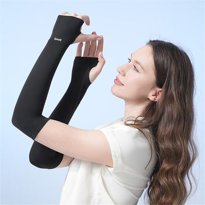 GOUNOD 1 Pair Summer Outdoor Cycling Ice Silk UV Protection Arm Sleeves Cooling Breathable Arm Guards