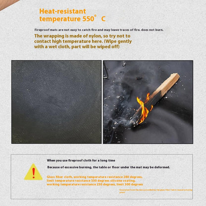 CLS Outdoor Camping Portable Fire-Resistant Mat Silicone Coated Flame Retardant Fiberglass BBQ Heat Insulation Pad
