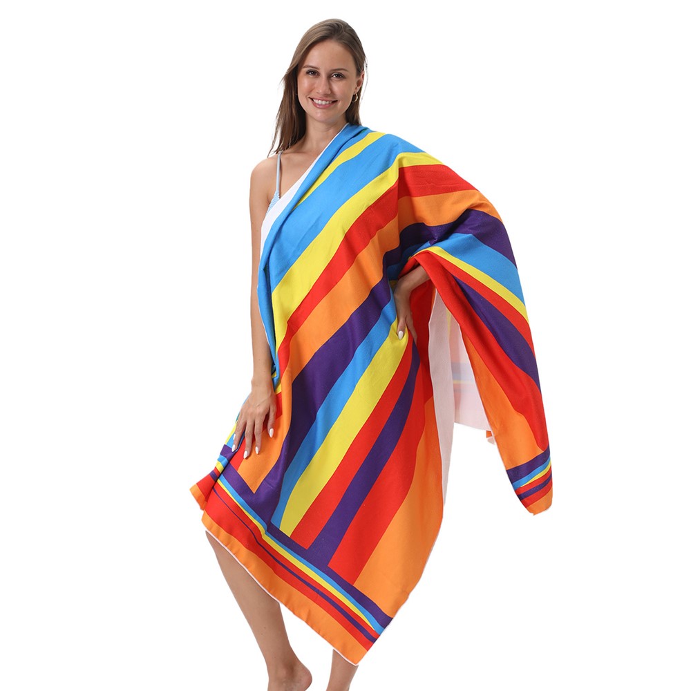100x180cm Beach Towel Microfiber Quick Dry Absorbent Color Stripe Multipurpose Travel Swimming Towel