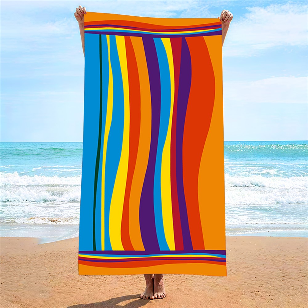 100x180cm Beach Towel Microfiber Quick Dry Absorbent Color Stripe Multipurpose Travel Swimming Towel