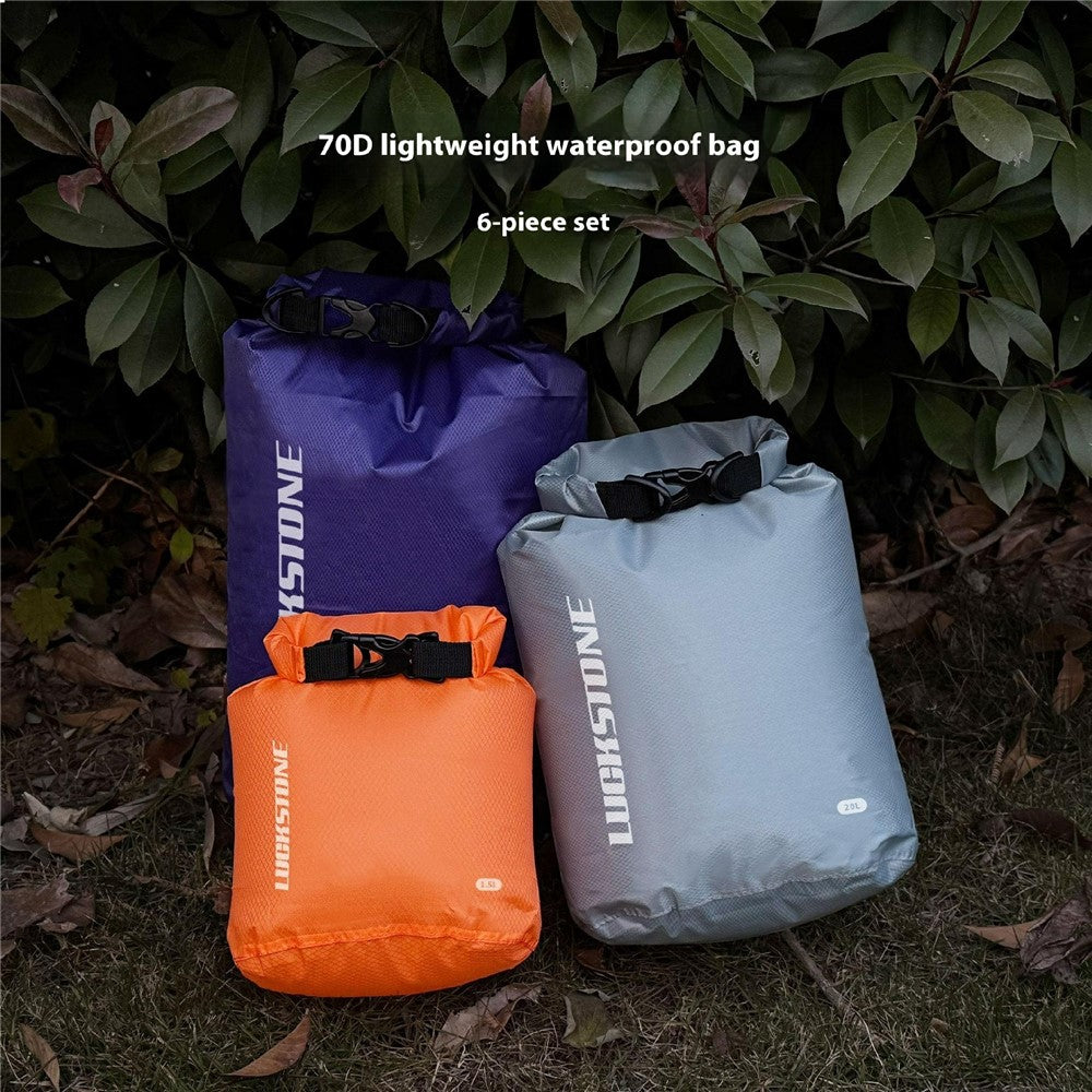 LUCKSTONE 6Pcs Dry Bag Set Lightweight Outdoor Waterproof Storage Bag 1.5L / 3L / 5L / 12L / 20L / 35L, with 2 Shoulder Straps