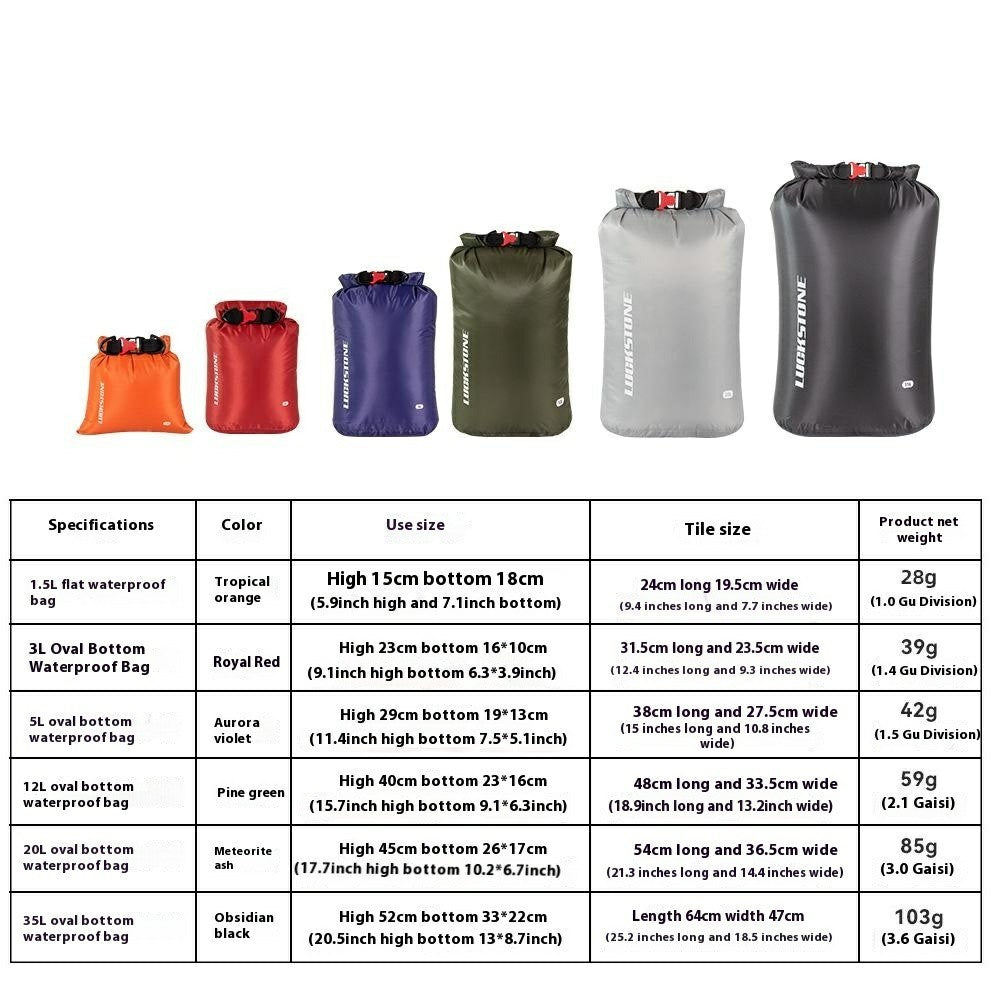 LUCKSTONE 6Pcs Dry Bag Set Lightweight Outdoor Waterproof Storage Bag 1.5L / 3L / 5L / 12L / 20L / 35L, with 2 Shoulder Straps