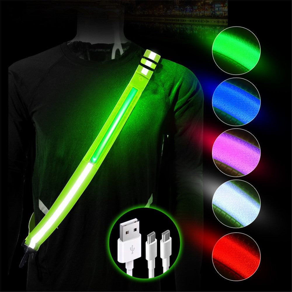 L9 5 Colors 3 Modes LED Light Up Reflective Shoulder Strap with Hook for Night Running Cycling