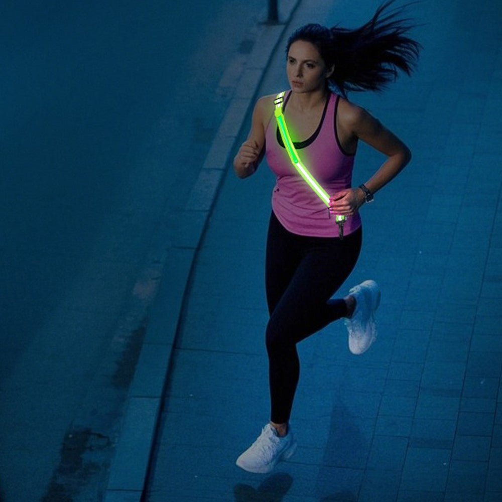 L9 5 Colors 3 Modes LED Light Up Reflective Shoulder Strap with Hook for Night Running Cycling