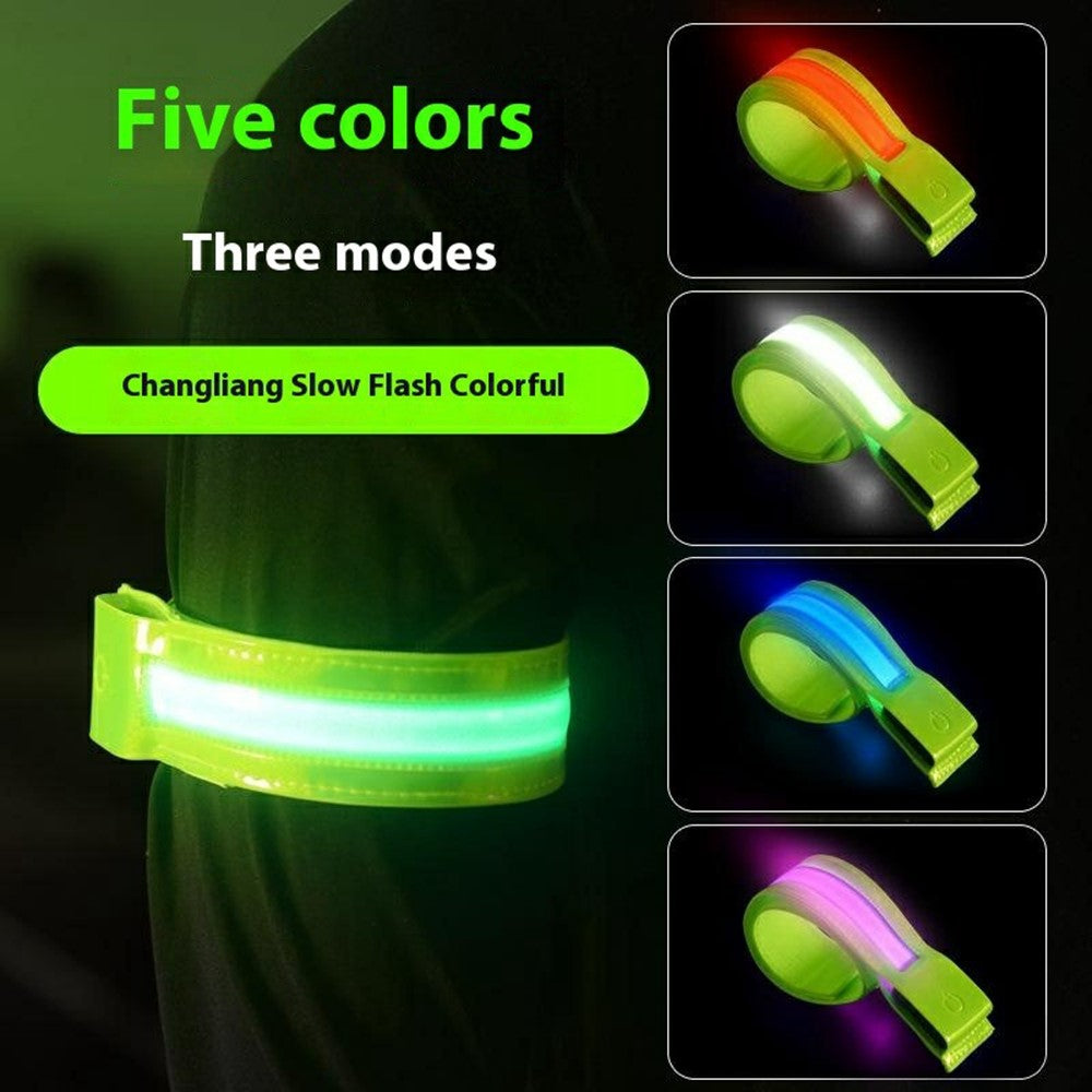 L8 2Pcs USB Rechargeable Reflective Armband Cycling Night Running Sports LED Light Arm Band