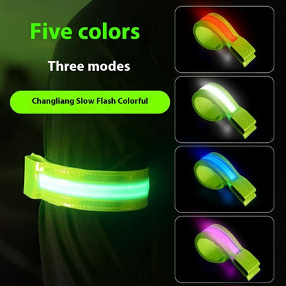 L8 2Pcs USB Rechargeable Reflective Armband Cycling Night Running Sports LED Light Arm Band