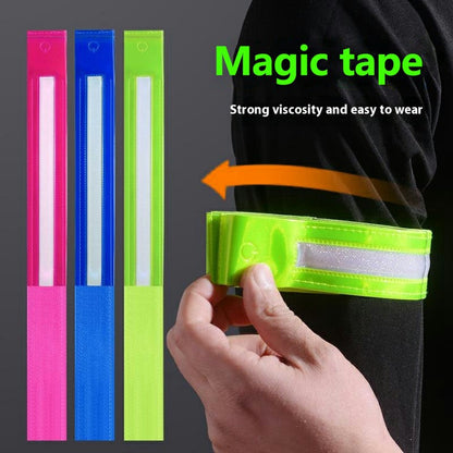 L8 2Pcs USB Rechargeable Reflective Armband Cycling Night Running Sports LED Light Arm Band