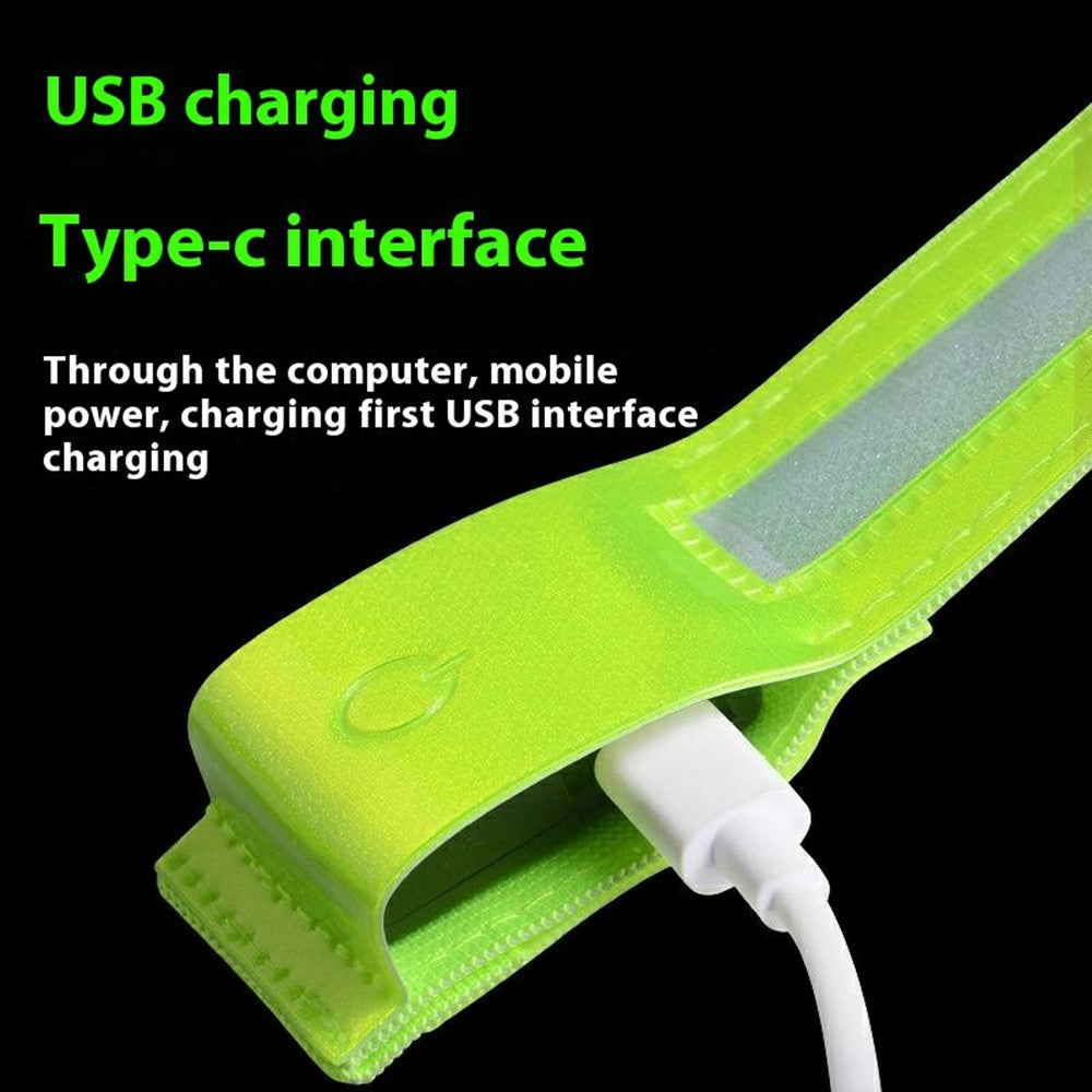 L8 2Pcs USB Rechargeable Reflective Armband Cycling Night Running Sports LED Light Arm Band