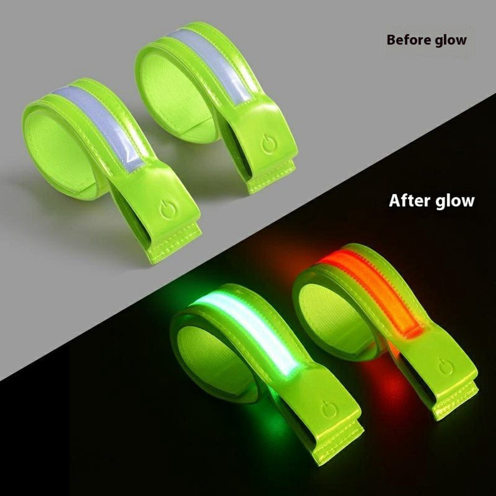 L8 2Pcs USB Rechargeable Reflective Armband Cycling Night Running Sports LED Light Arm Band