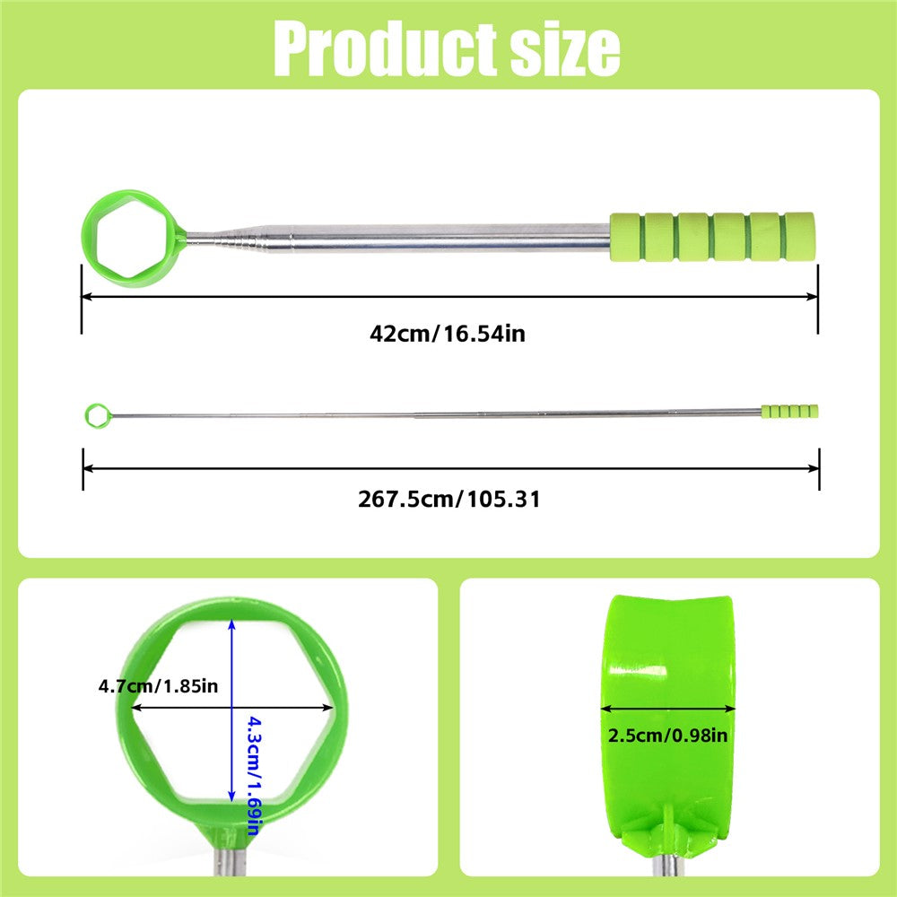 D541 Stainless Steel Golf Ball Retriever 2.7m Telescopic Picker Grabber with Comfortable EVA Grip