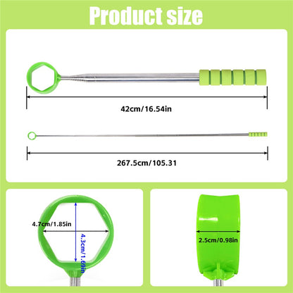 D541 Stainless Steel Golf Ball Retriever 2.7m Telescopic Picker Grabber with Comfortable EVA Grip